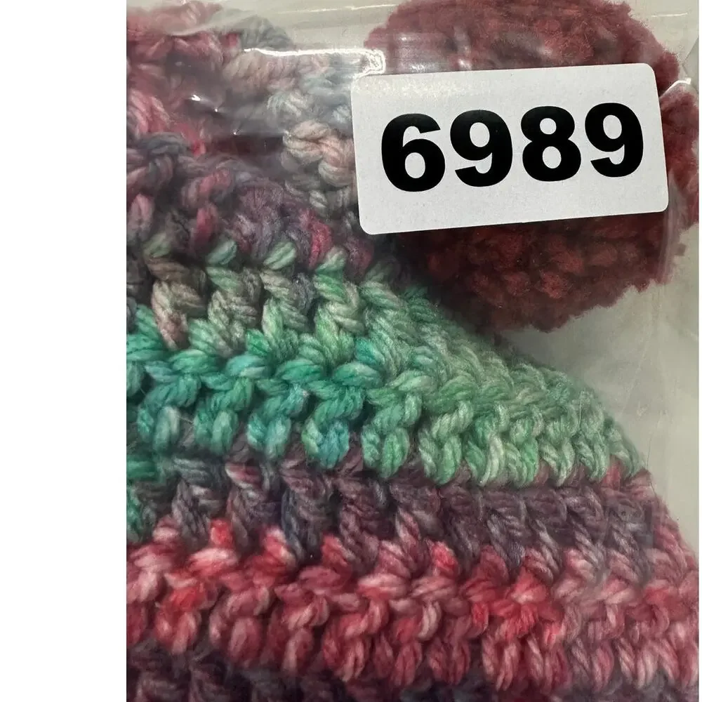 Handmade Knit Colorful Scarf with Pom Poms 5